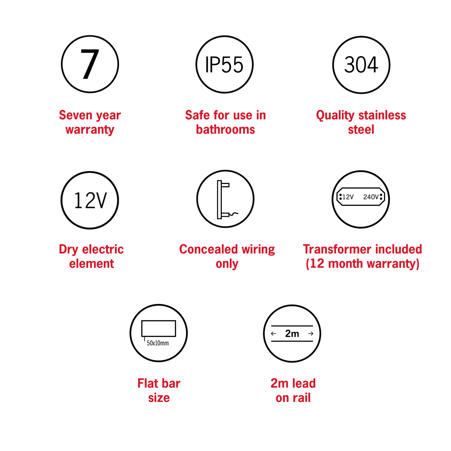 VP900BN Brushed Nickel Flat Pill 12V Vertical Single Heated Towel Rail