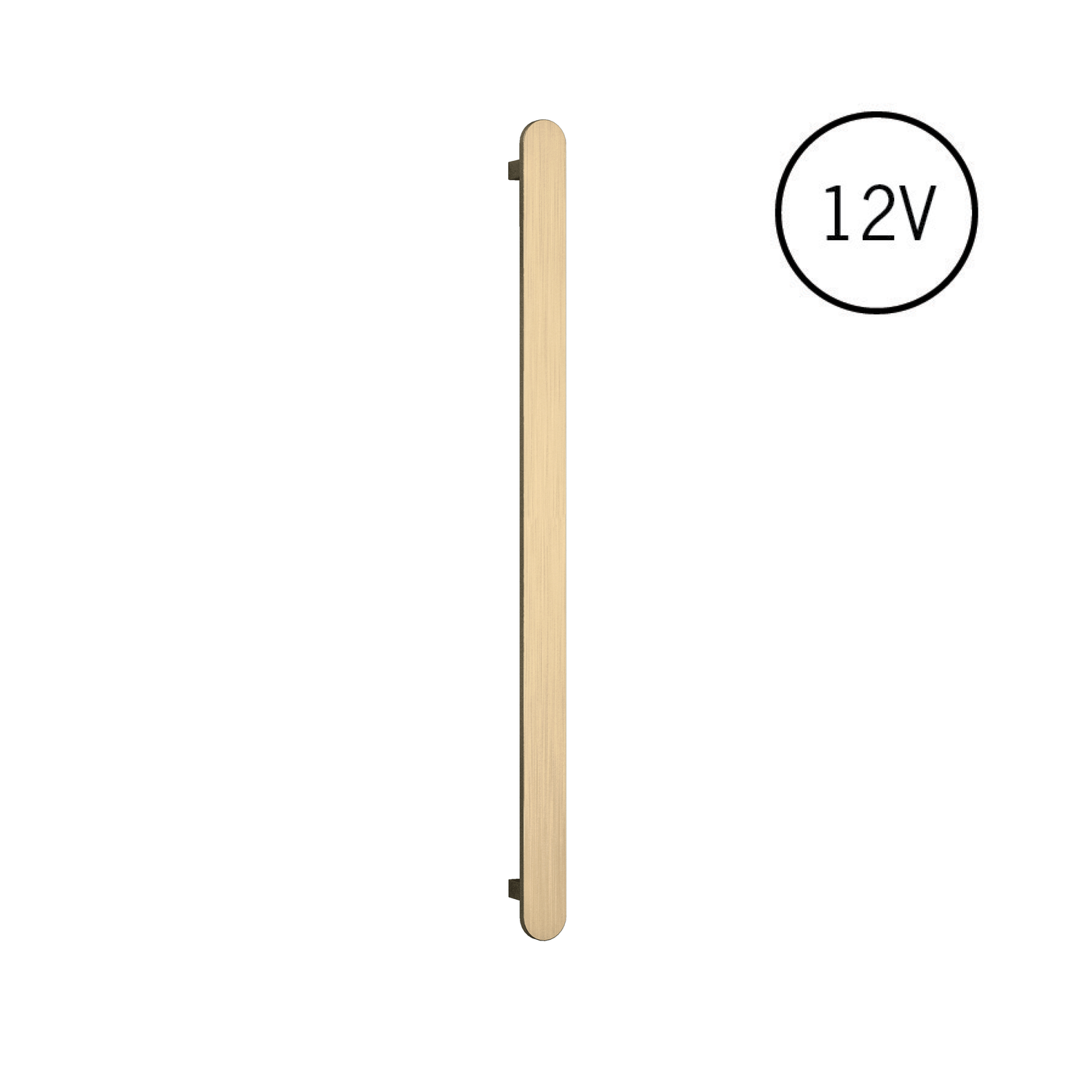 VP900BB Brushed Brass Flat Pill 12V Vertical Single Heated Towel Rail