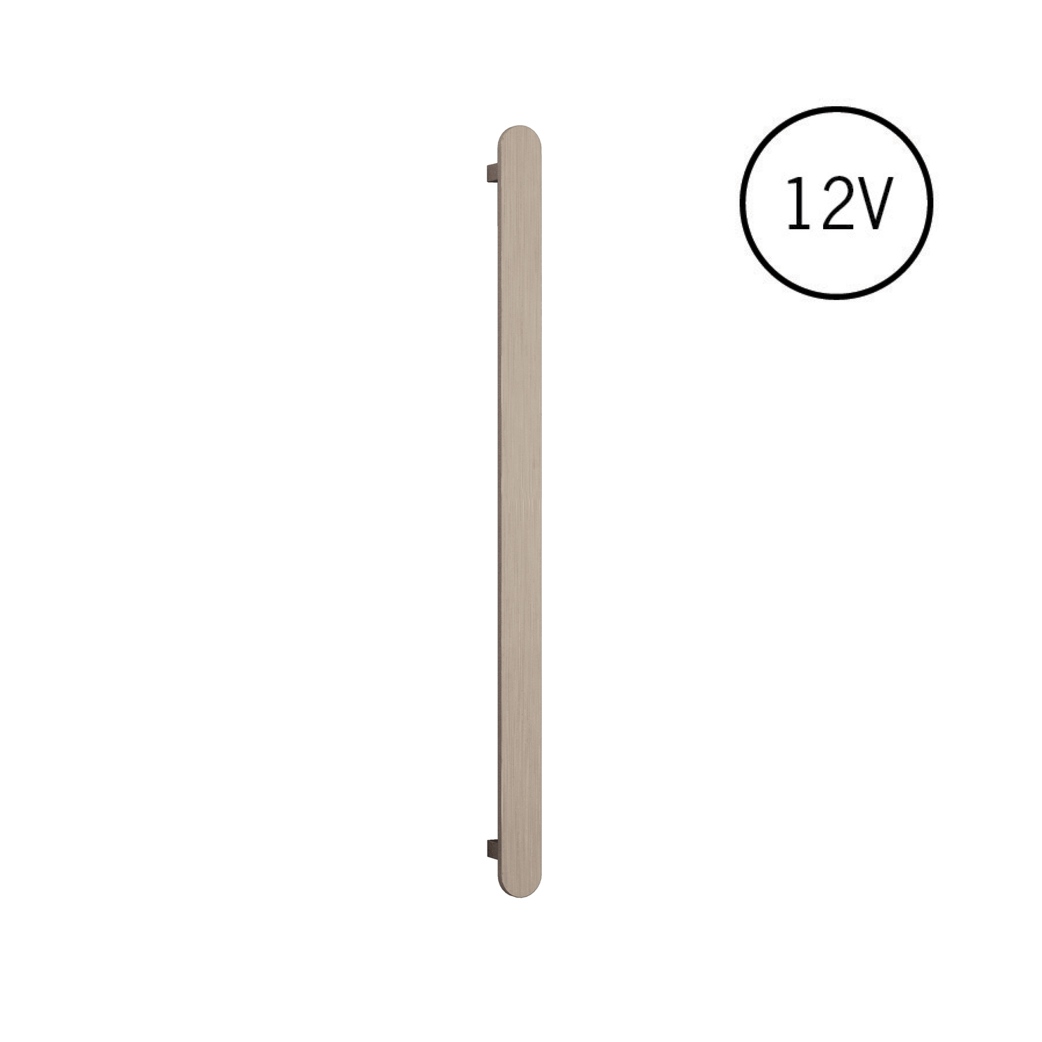 VP900BN Brushed Nickel Flat Pill 12V Vertical Single Heated Towel Rail