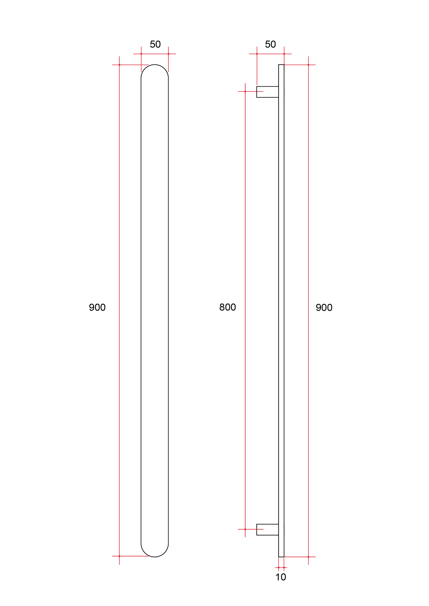 VP900BN Brushed Nickel Flat Pill 12V Vertical Single Heated Towel Rail