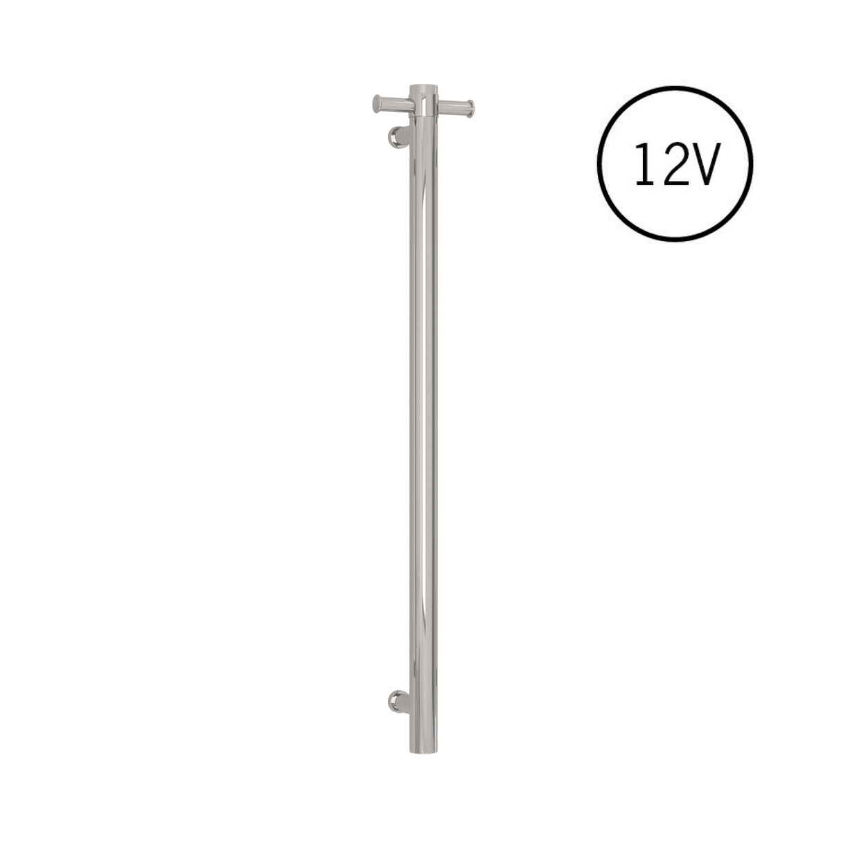 VS900H Straight Round Vertical Single Polished Heated Towel Rail