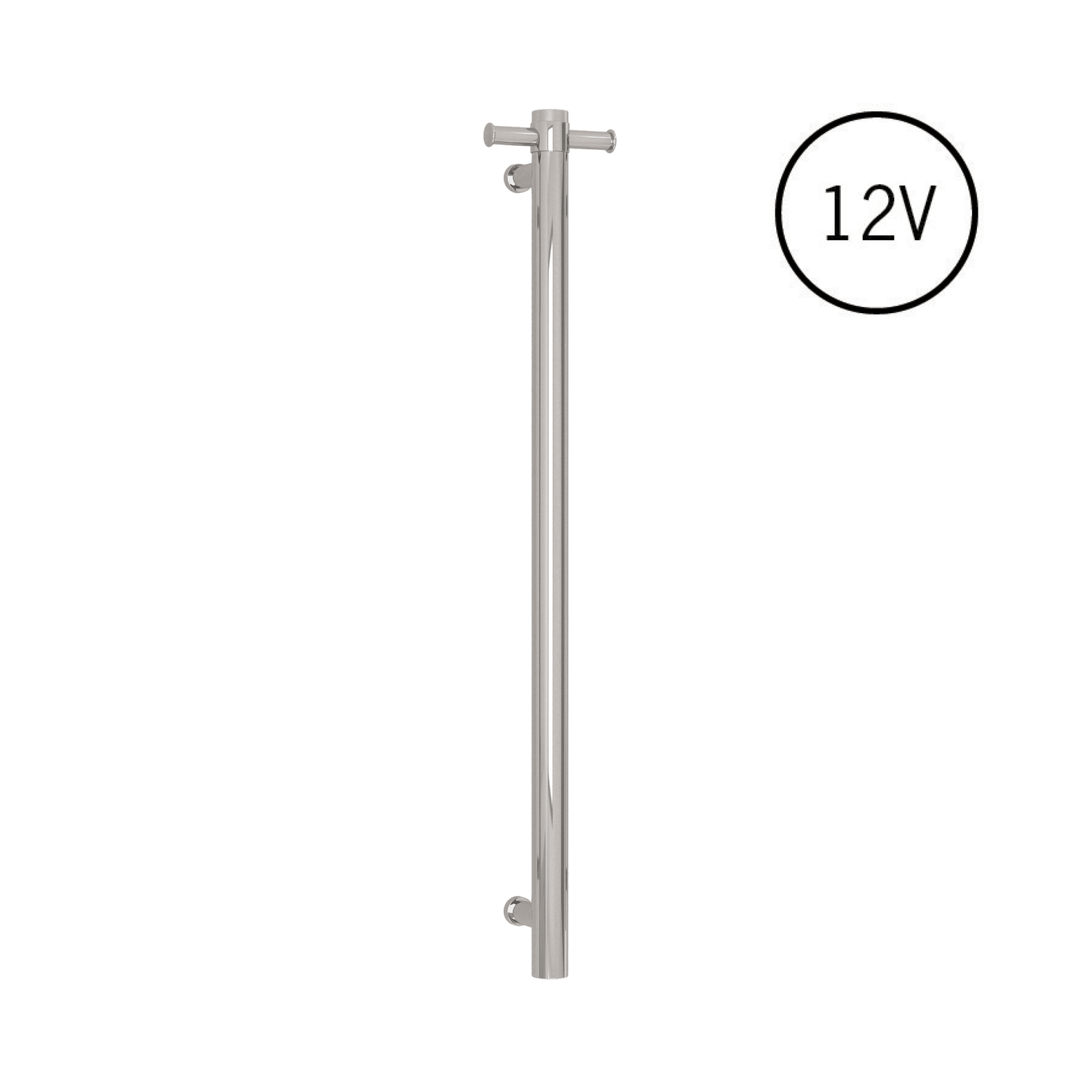 VS900H Straight Round Vertical Single Polished Heated Towel Rail