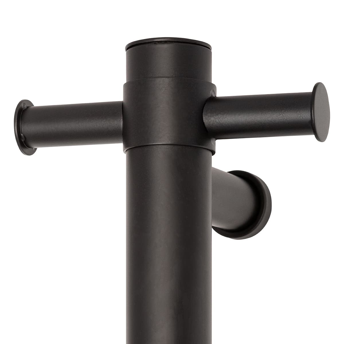 VS900HB Matt Black Round Vertical Single Heated Rail
