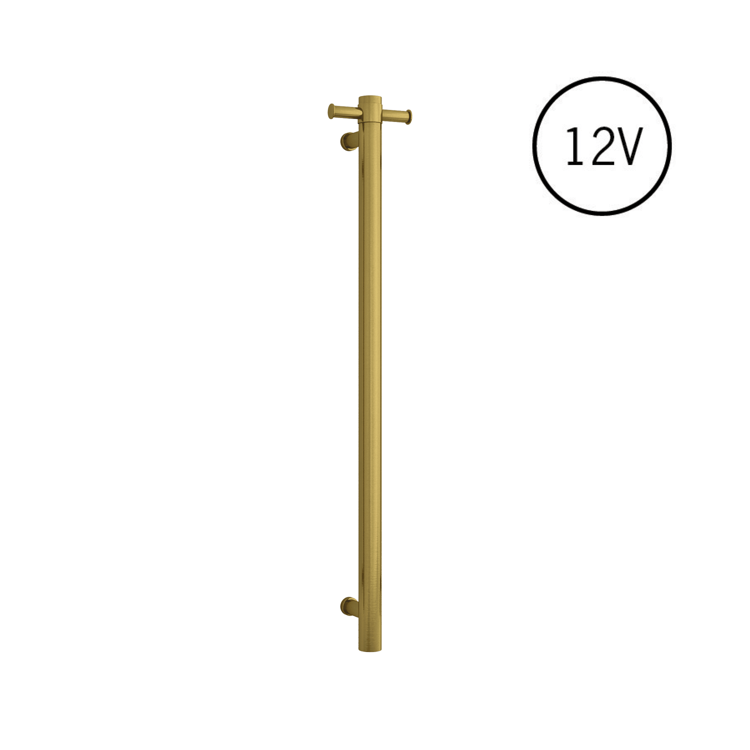 VS900HBG Brushed Gold Round Vertical Single Heated Towel Rail