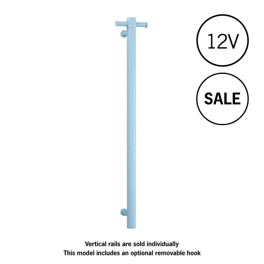 VS900HBL Horizon Blue Straight Round Vertical Single Heated Towel Rail