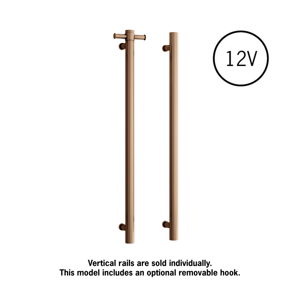 VS900HBZ Brushed Bronze Round Vertical Heated Rail