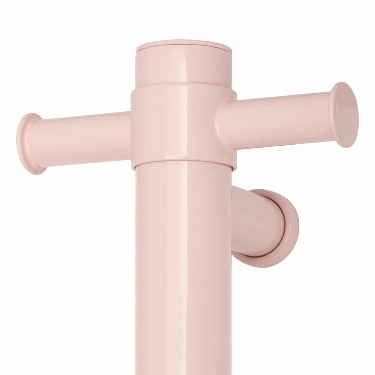 VS900HDP Dusty Pink Straight Round Vertical Single Heated Towel Rail