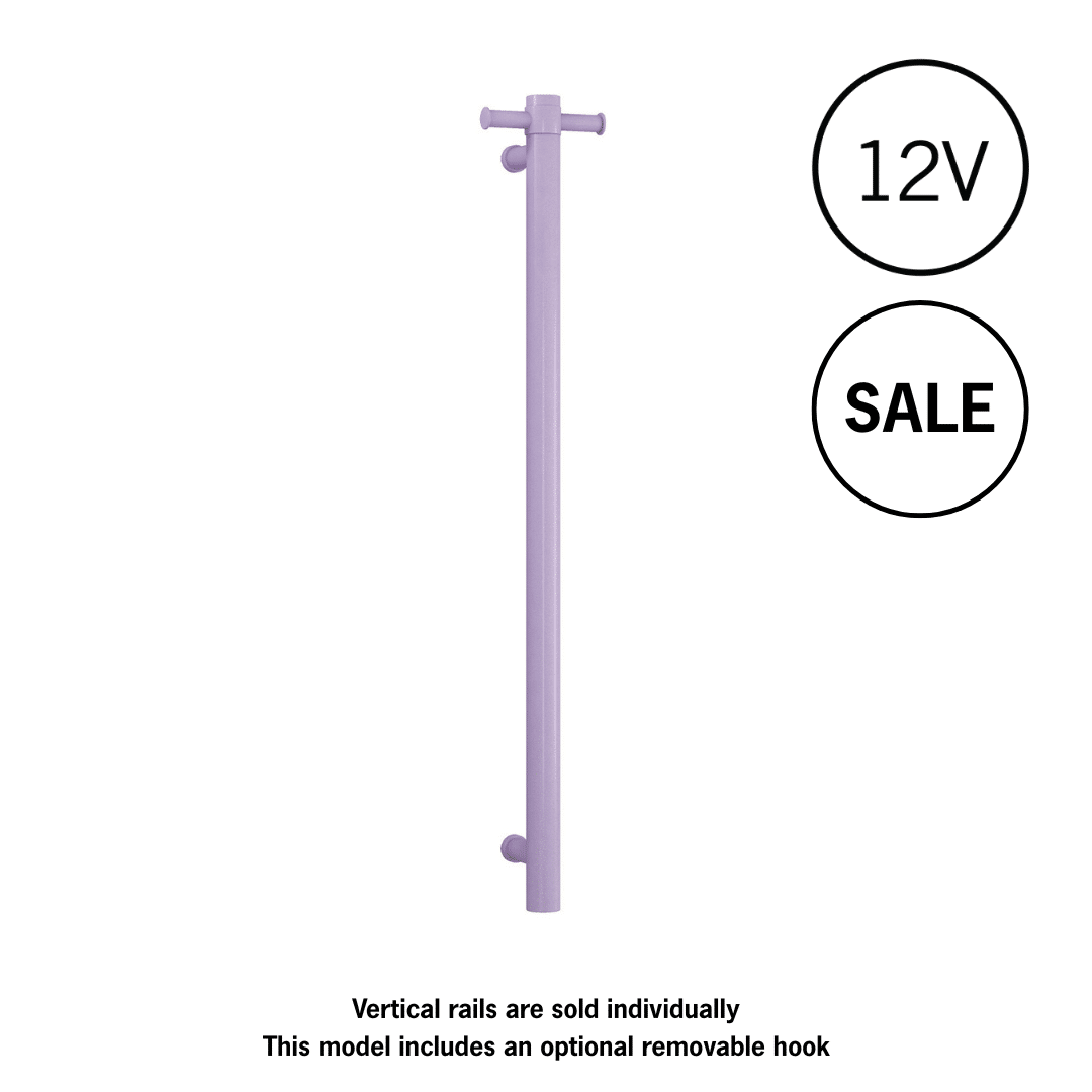 VS900HLS Lilac Satin Straight Round Vertical Single Heated Towel Rail