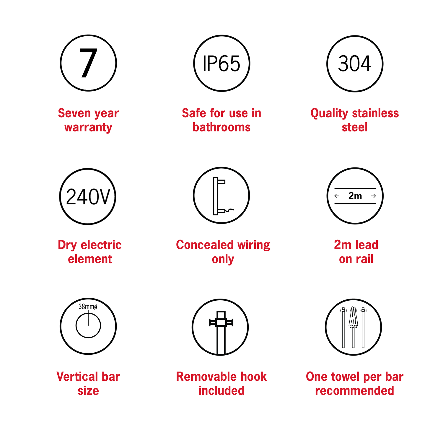 VSH900HBN Brushed Nickel 240Volt Vertical Single Heated Rail
