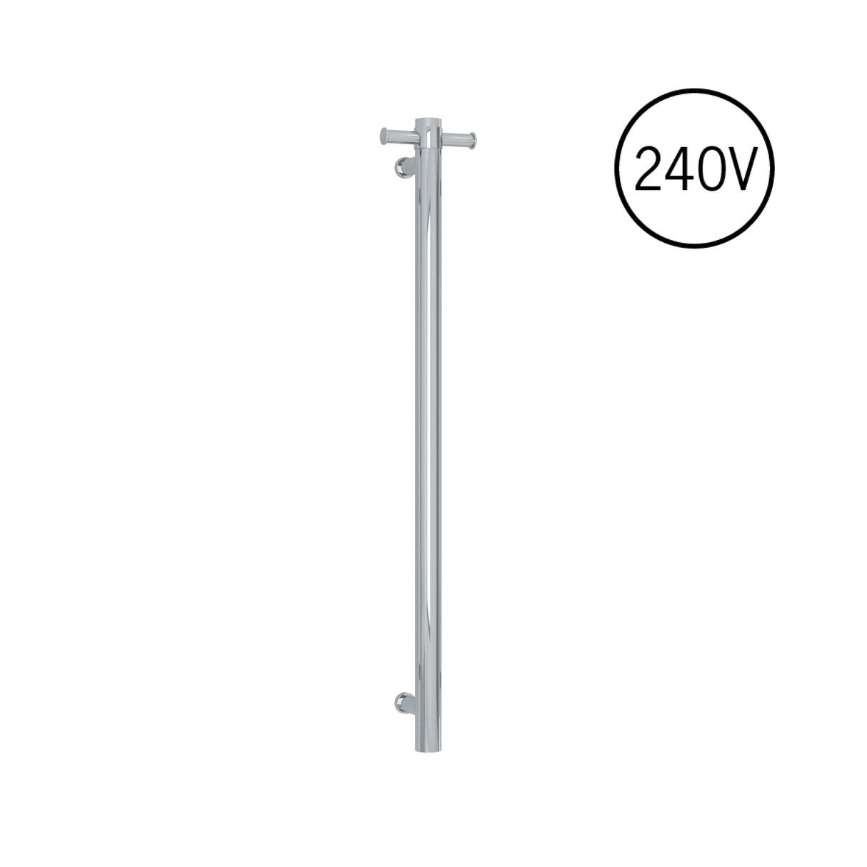 VSH900H Round 240Volt Vertical Single Polished Heated Towel Rail