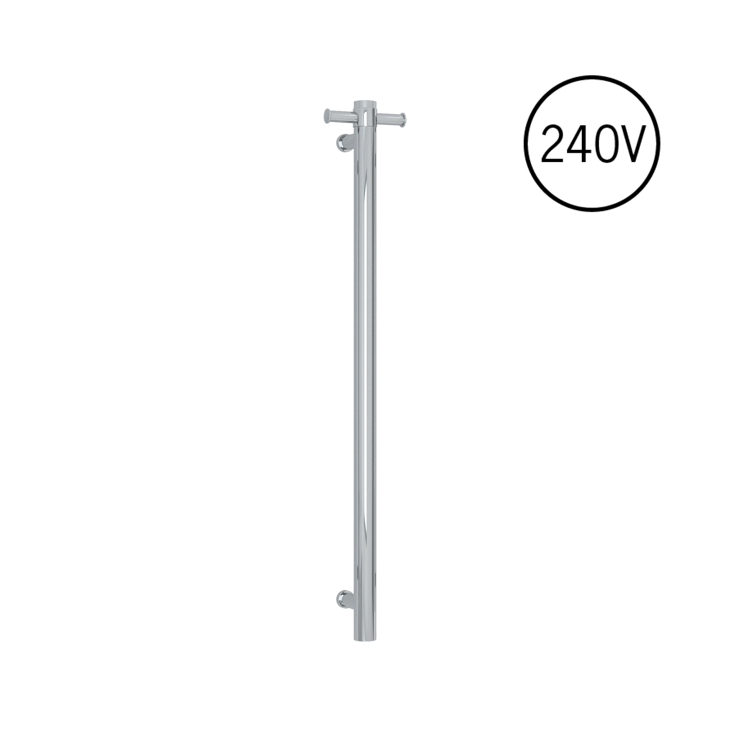 VSH900H Round 240Volt Vertical Single Polished Heated Towel Rail