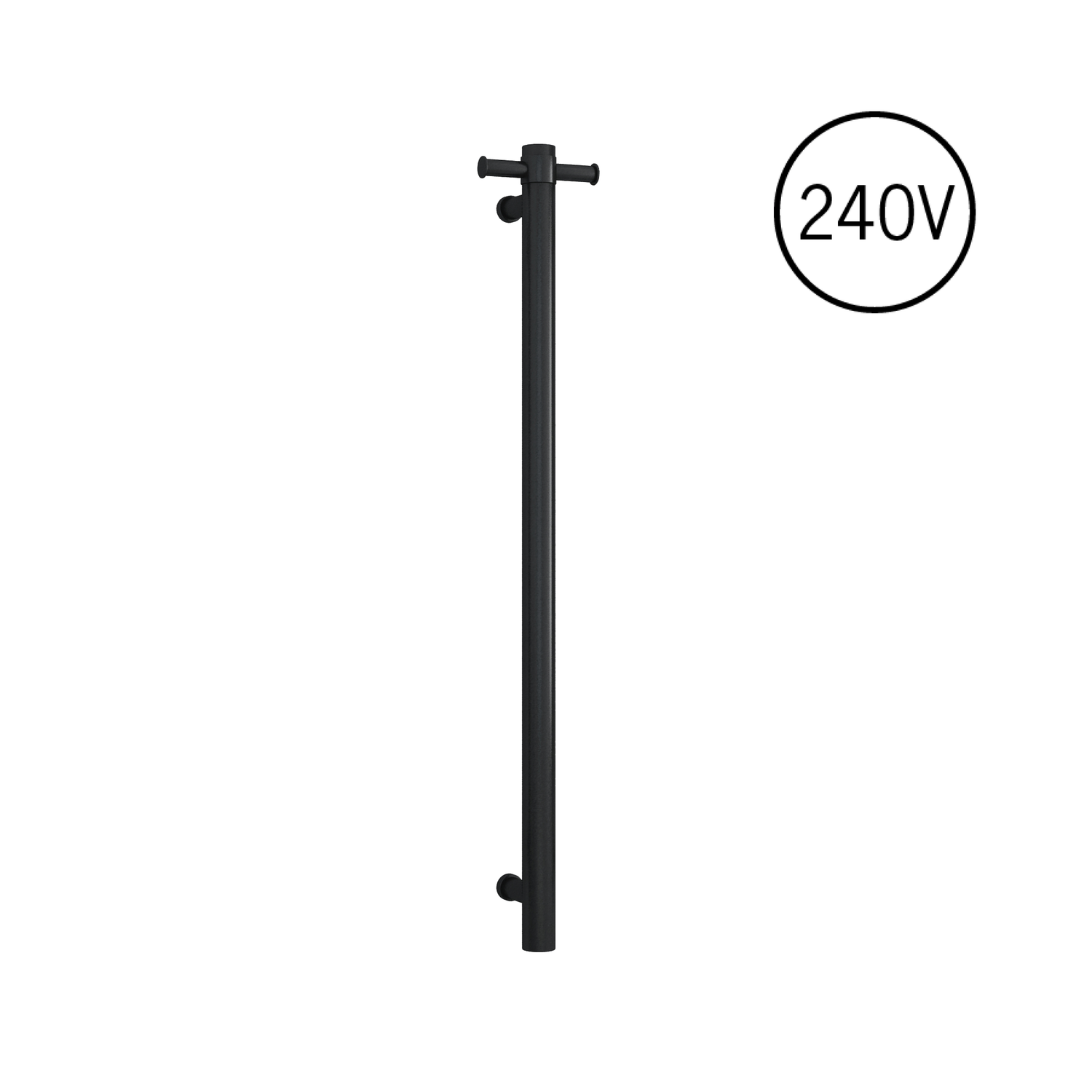 VSH900HB Matt Black Round 240Volt Vertical Single Heated Rail