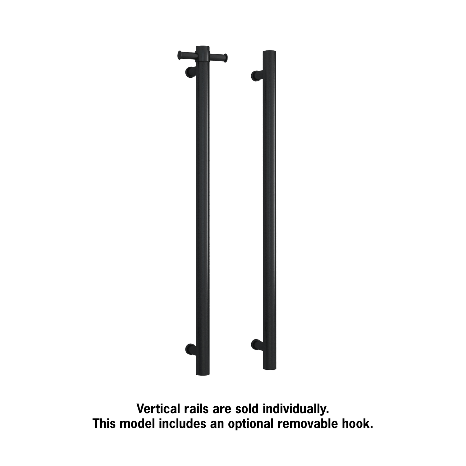 VSH900HB Matt Black Round 240Volt Vertical Single Heated Rail