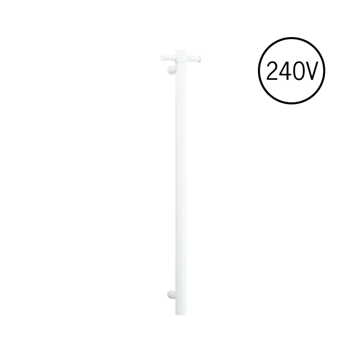 VSH900HMW Matt White Round 240Volt Vertical Single Heated Rail