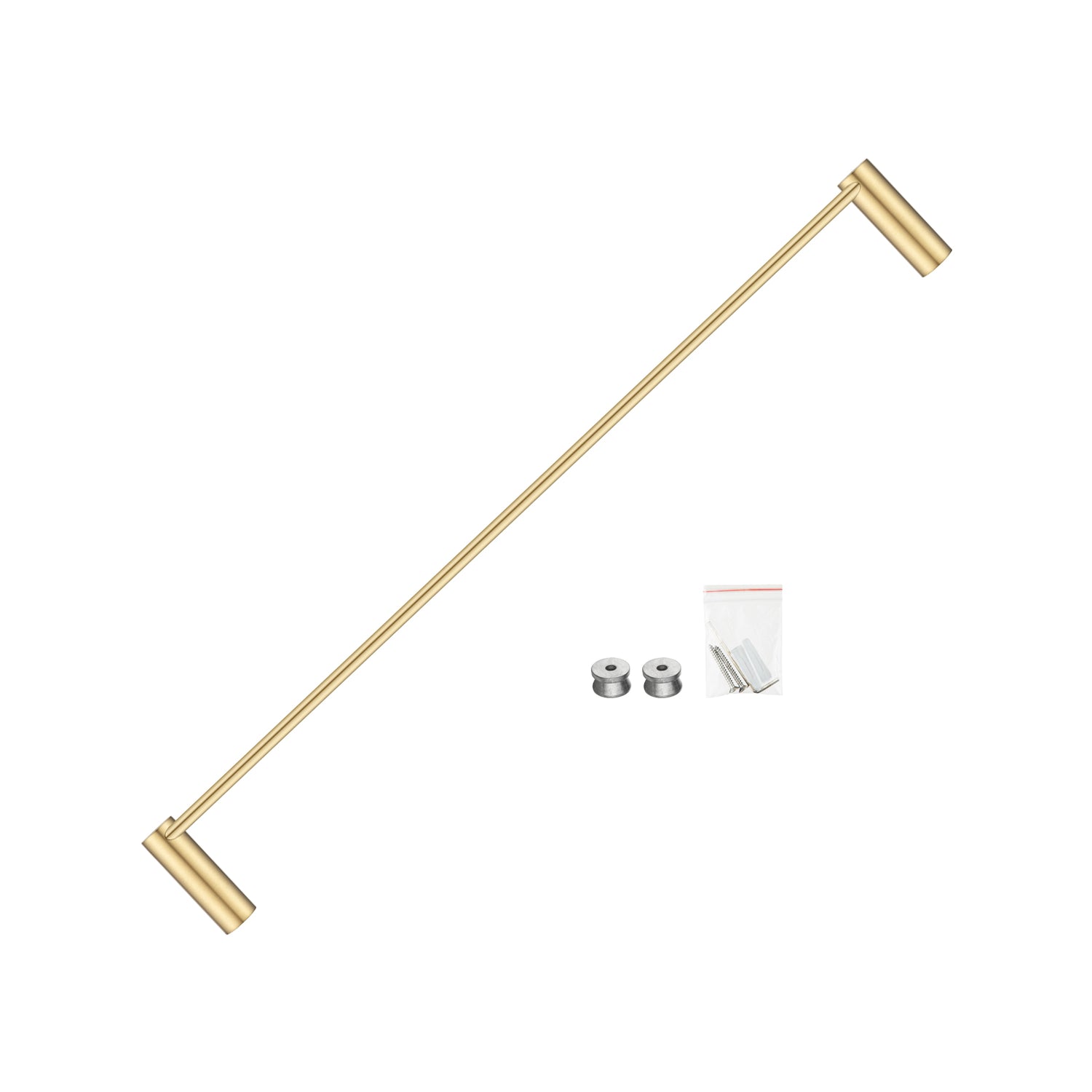 600mm Brushed Brass Single Towel Rail