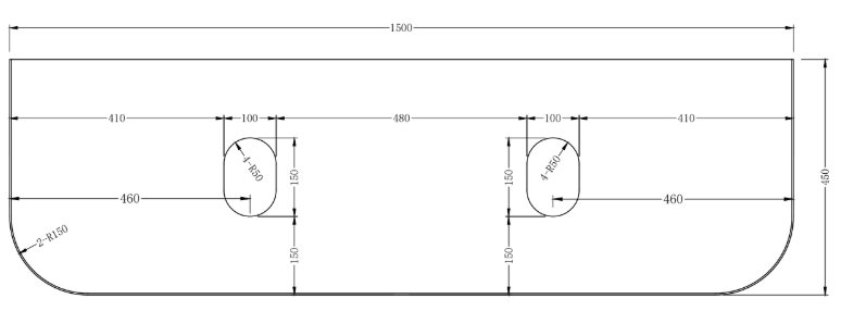 Adair Curved Fluted Wall Hung Vanity - Walnut Wood | 1500mm x 450mm