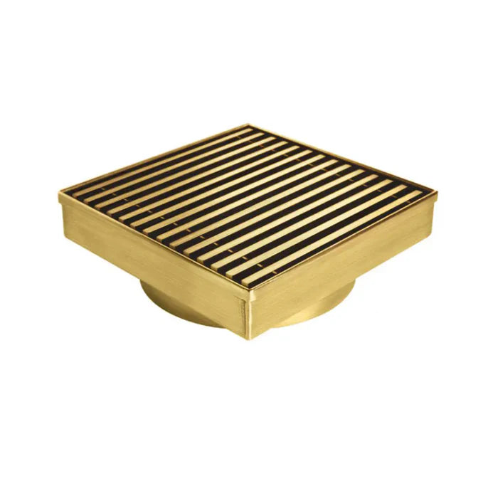 115mm Brushed Gold Grill Square Floor Waste