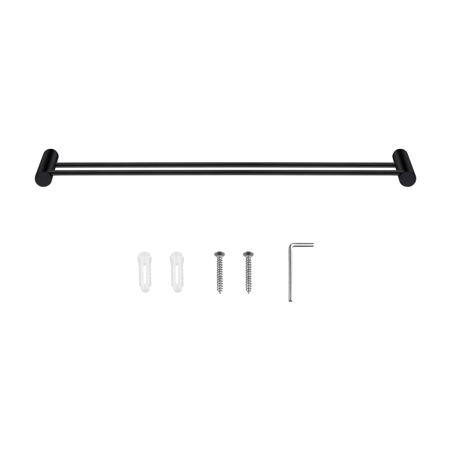 600mm Black Double Towel Rail