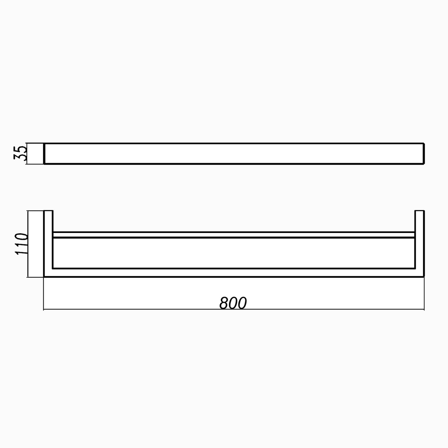 IVANO - 800mm Gunmetal Double Towel Rail