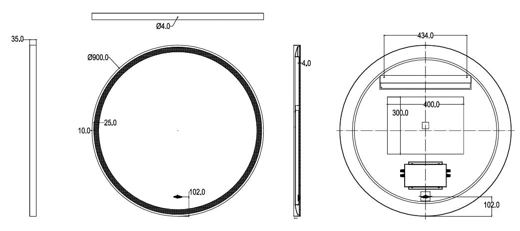 Luna Matte Black Round Touchless 900 X 900 Framed LED Mirror - Three Light Temperatures