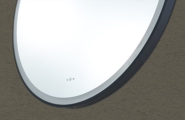 Luna Matte Black Round Touchless 900 X 900 Framed LED Mirror - Three Light Temperatures