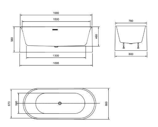 Nyx Fluted Freestanding Bath tub | 1700 x 800mm