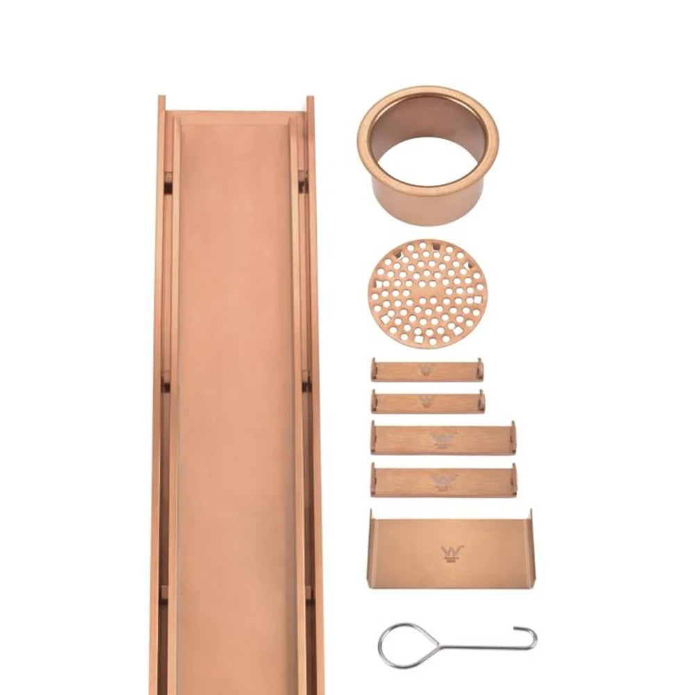 Wide Rose Gold Tile Insert Floor Grate 600~900 (L) X 100 (W) MM