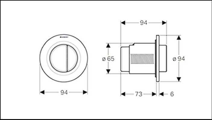 Geberit White Alpine Round Remote with Raised Care Buttons for Sigma8