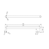 Round Horizontal Brushed Brass Electric Heated Towel Rack Single Bar