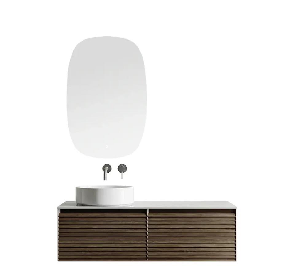 Ember Fluted Wall Hung Vanity - Black Walnut | 1200 x 500mm