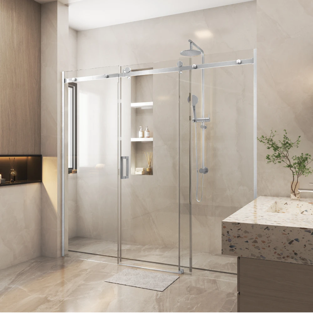 Corner Frameless 3 Door Sliding Adjustable Shower Screen
