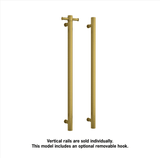 VSH900HBG Brushed Gold 240Volt Vertical Single Heated Rail