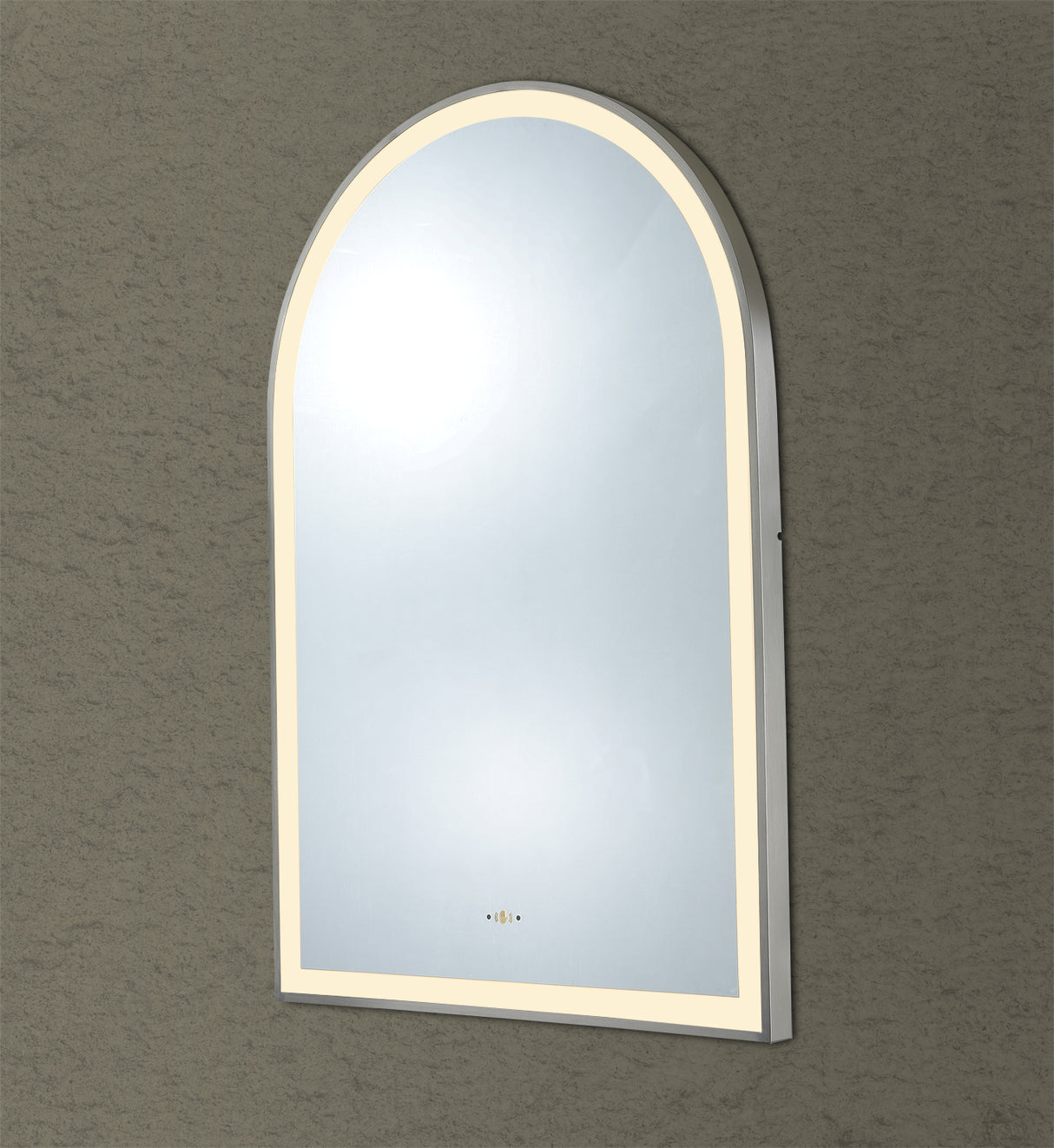 Aura Gun Metal Arched Touchless 600 X 900 Framed LED Mirror - Three Light Temperatures