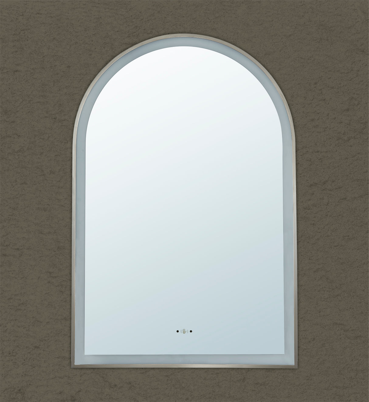 Aura Gun Metal Arched Touchless 600 X 900 Framed LED Mirror - Three Light Temperatures