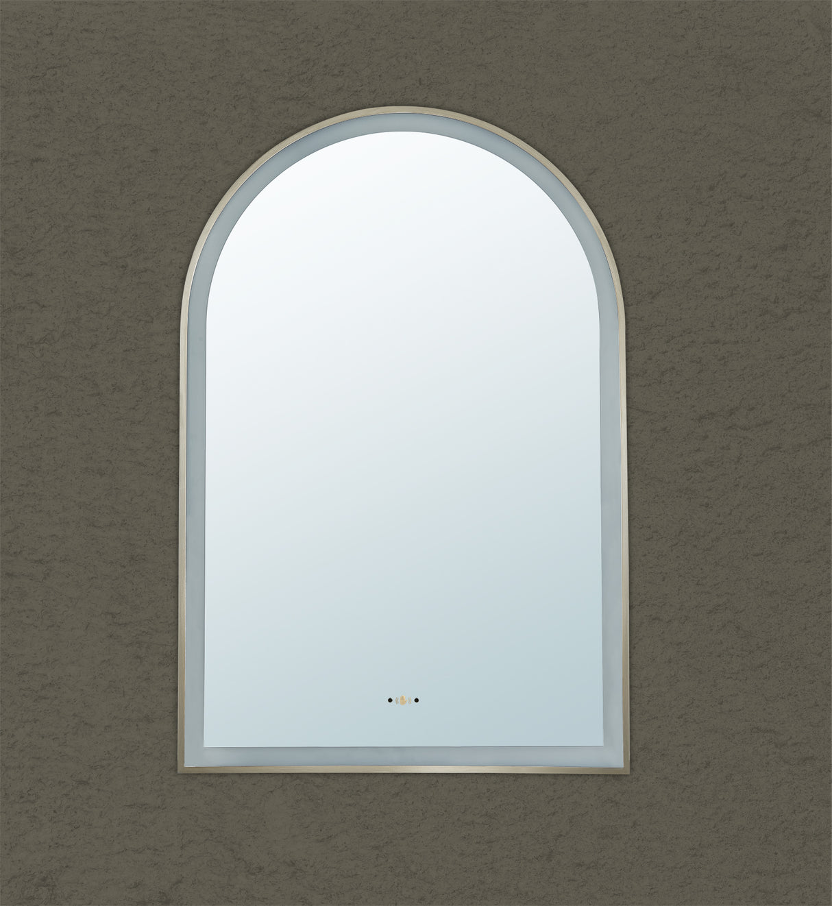 Aura Brushed Nickel Arched Touchless 600 X 900 Framed LED Mirror - Three Light Temperatures