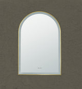 Aura Brushed Gold Arched Touchless 600 X 900 Framed LED Mirror - Three Light Temperatures