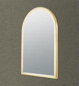 Aura Brushed Gold Arched Touchless 600 X 900 Framed LED Mirror - Three Light Temperatures