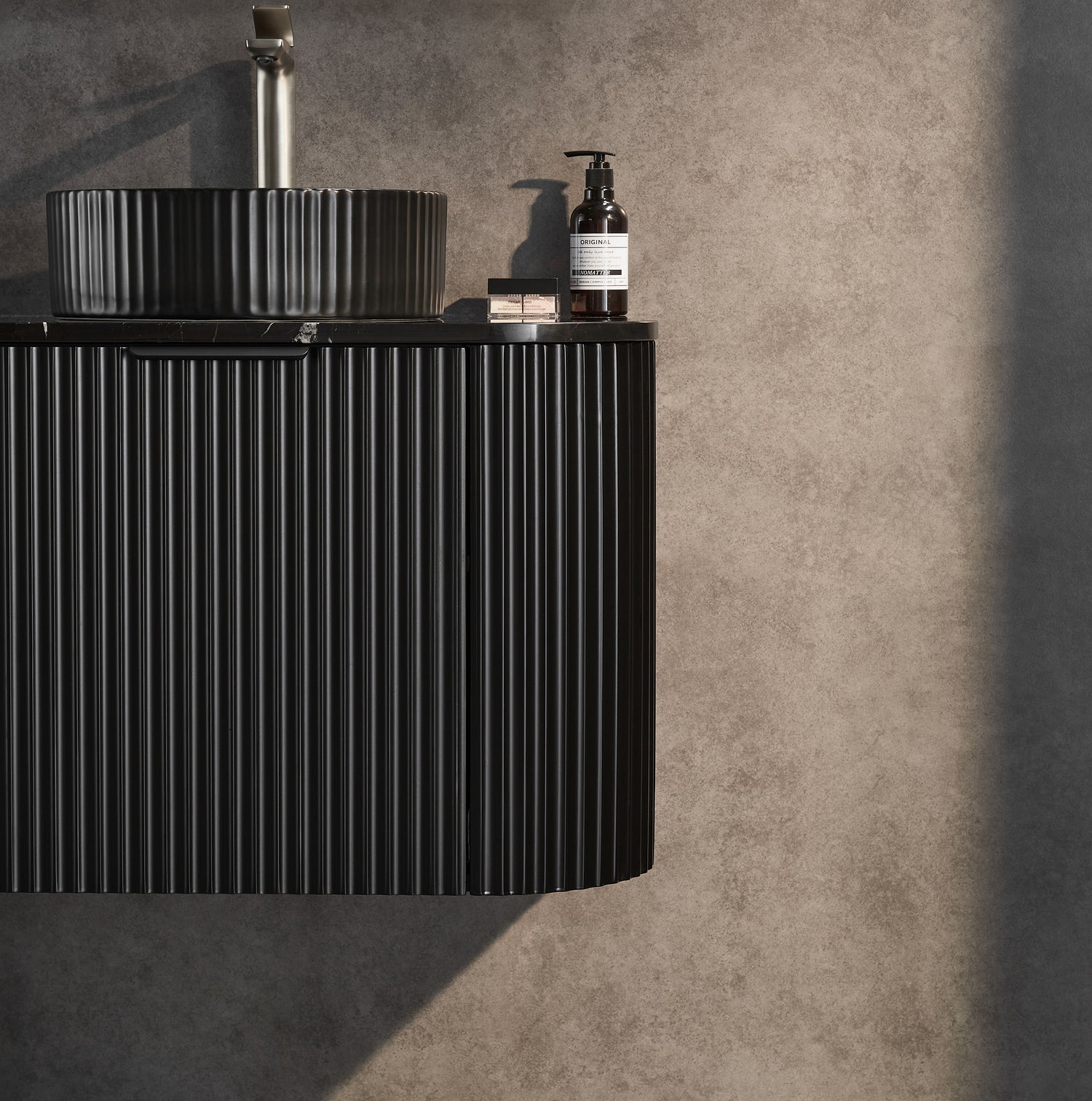 Avalon Curved Wall Hung Fluted Vanity 740X493X470MM