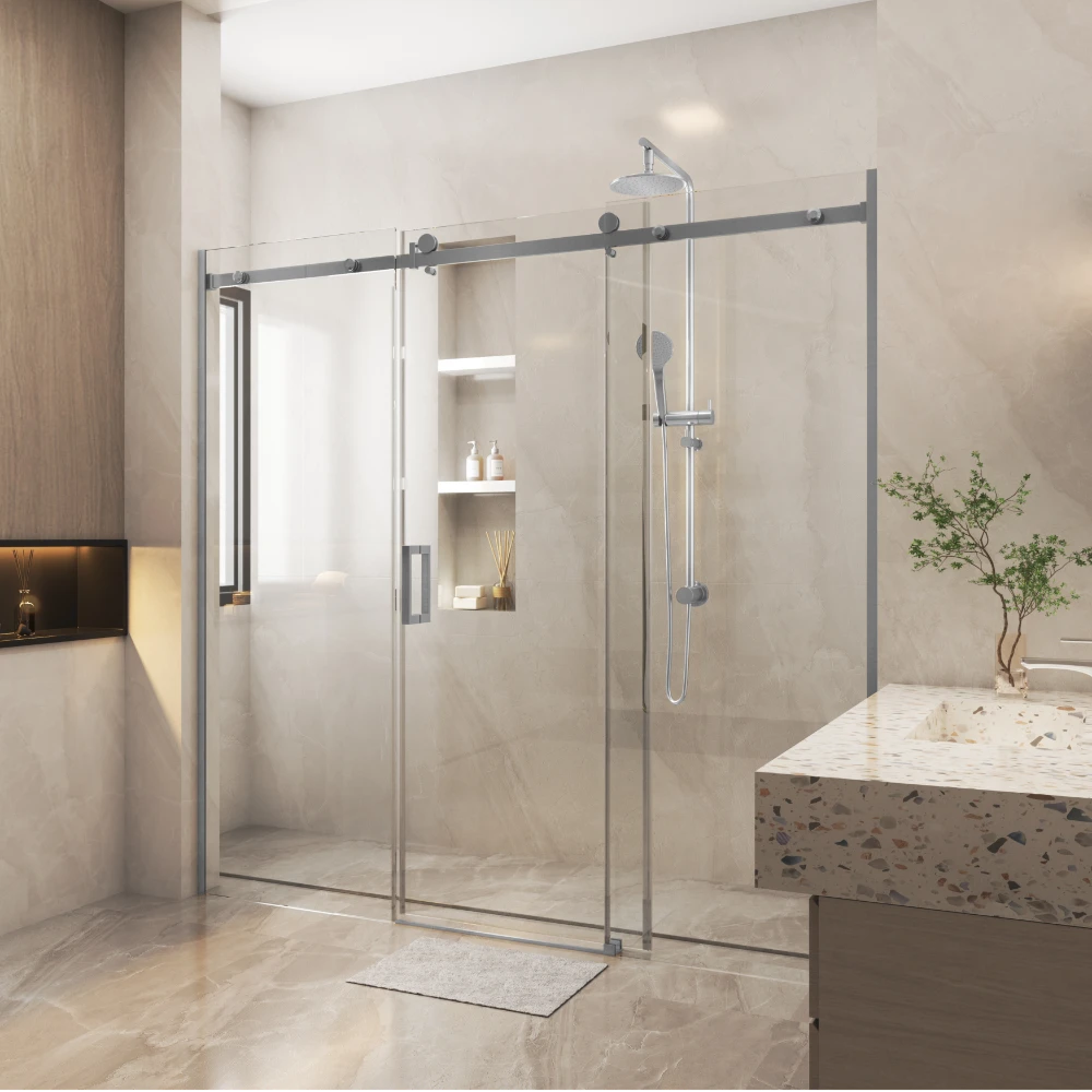 Corner Frameless 3 Door Sliding Adjustable Shower Screen