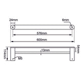 RUSHY - 600mm Brushed Brass Double Towel Rail