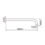 400mm Brushed Nickel Wall Shower Arm