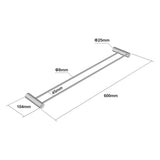 600mm Brushed Nickel Double Towel Rail