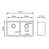 Handmade Stainless Steel Gun Metal Double Bowl Kitchen Sink 1.2mm (Top/Flush/Undermount) 770*450*215mm