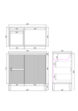 Brighton Free Standing Fluted Vanity 900X455X860MM