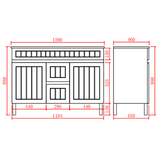 Acacia Double Bowl Free Standing Vanity 1200X460X860MM