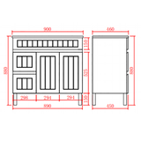 Acacia Free Standing Vanity 900X460X860MM