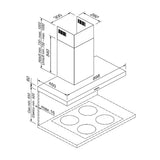 BLAUPUNKT 90CM WALL MOUNTED CANOPY RANGEHOOD AND FLUE (BLACK STAINLESS STEEL)