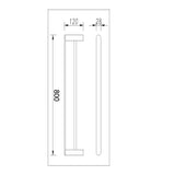 Bellino Chrome & Matte Black 800mm Double Towel Rail