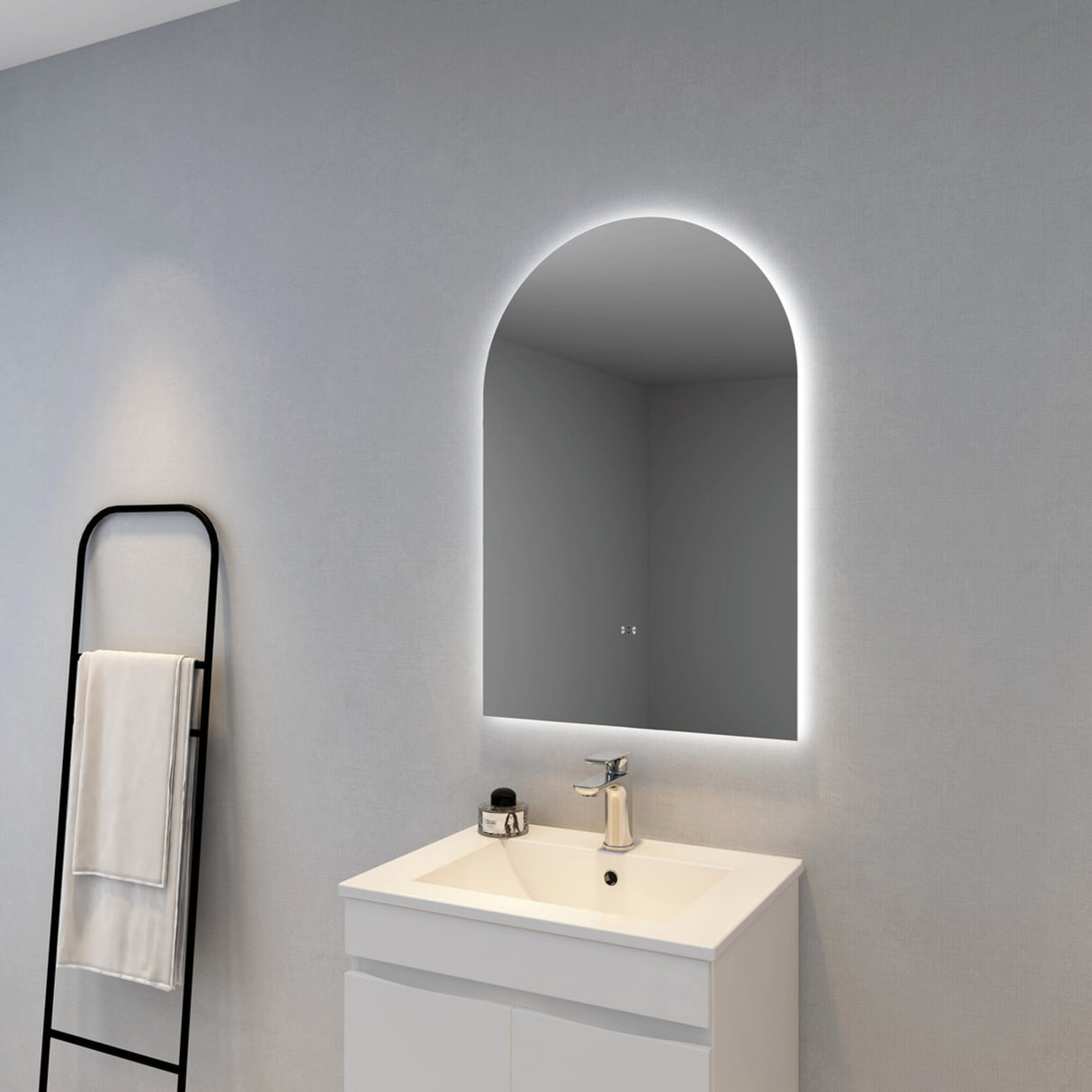 Aura Arched Touchless 600 X 900 Frameless LED Mirror - Three Light Temperatures