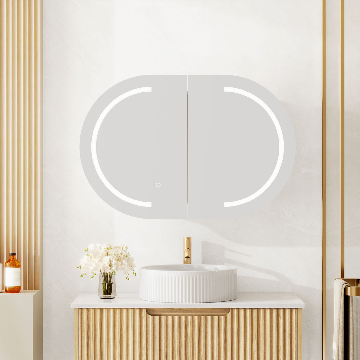 Athena 900mm LED Oval shaving Cabinet